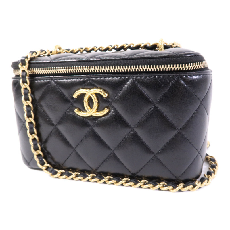 CHANEL 羊皮皮革Vanity Case金扣鏈帶肩背袋-2