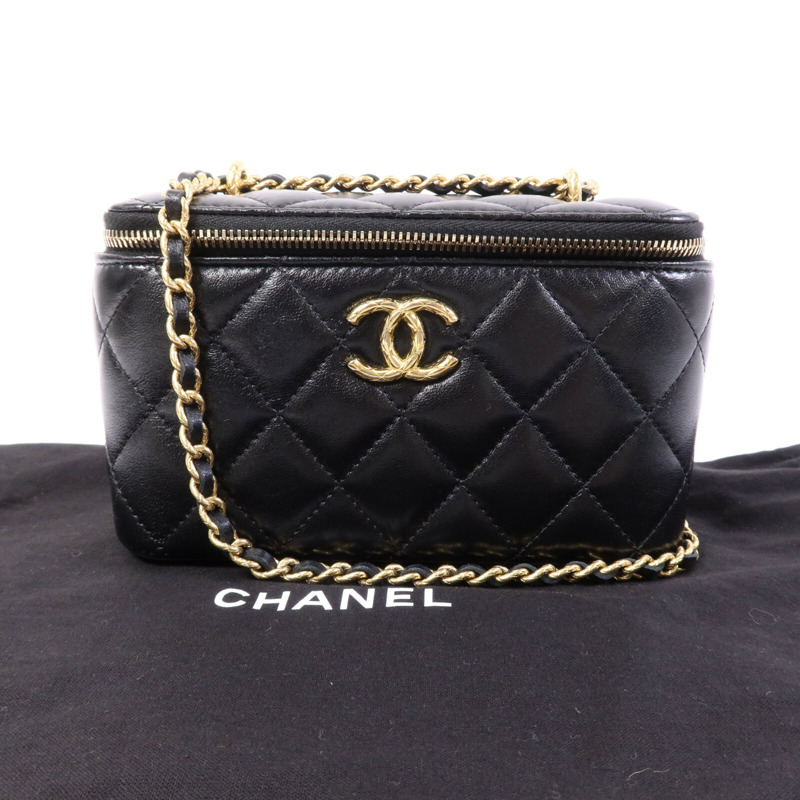CHANEL 羊皮皮革Vanity Case金扣鏈帶肩背袋-8
