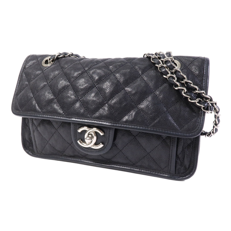 CHANEL 牛皮皮革Chain Shoulder銀扣鏈帶肩背袋-2