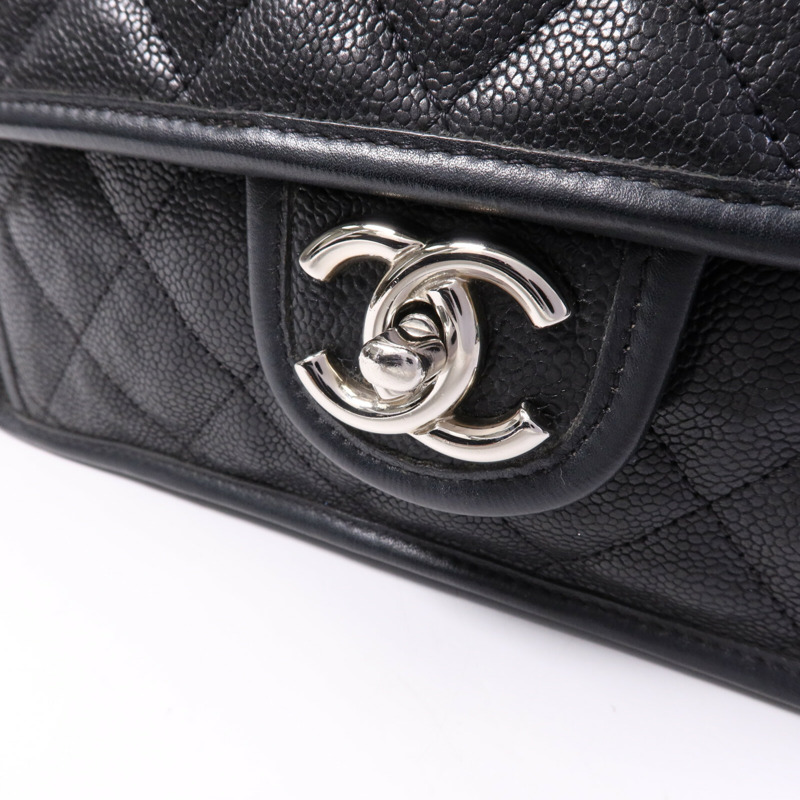 CHANEL 牛皮皮革Chain Shoulder銀扣鏈帶肩背袋-6