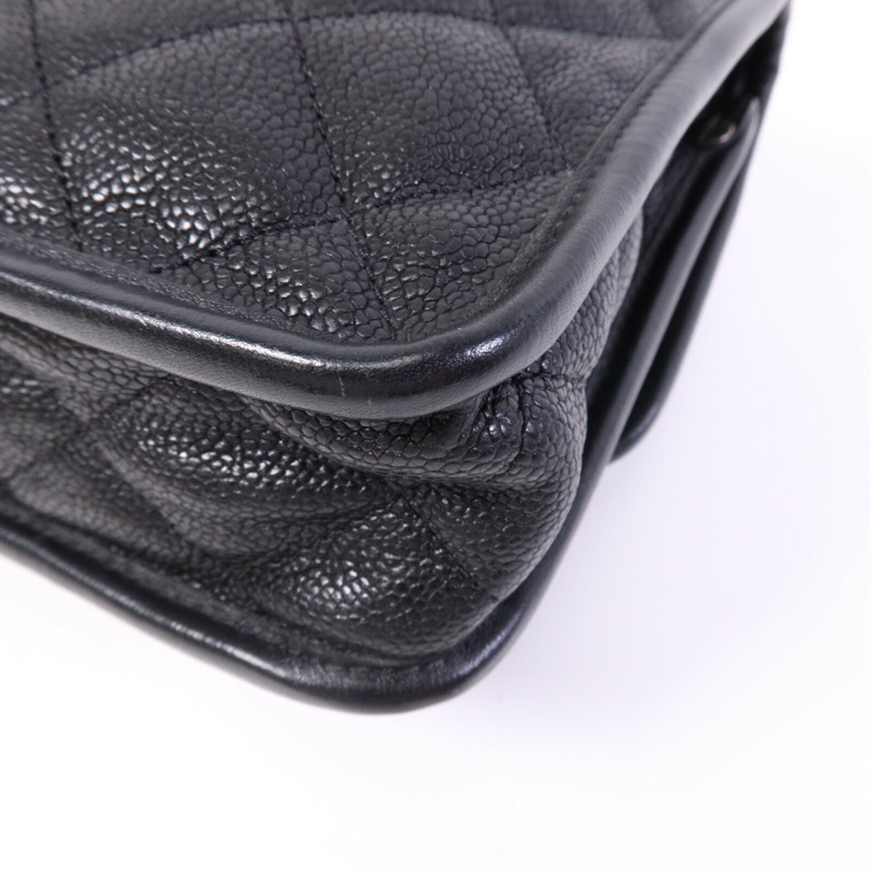 CHANEL 牛皮皮革Chain Shoulder銀扣鏈帶肩背袋-12