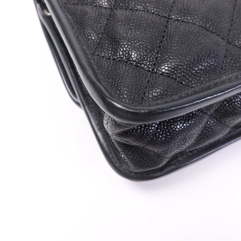 CHANEL 牛皮皮革Chain Shoulder銀扣鏈帶肩背袋-13