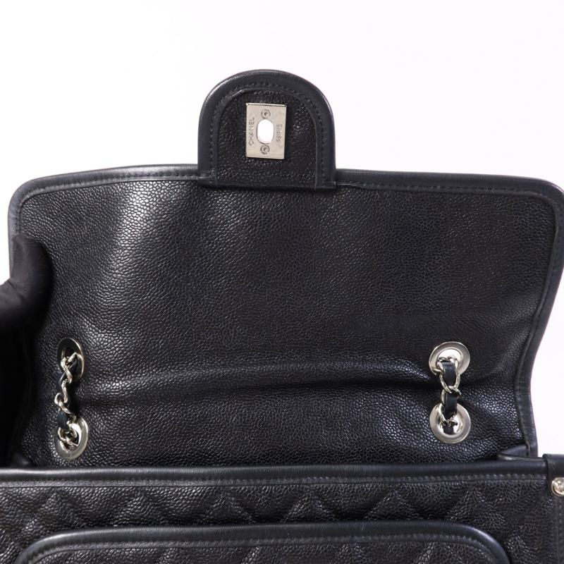 CHANEL 牛皮皮革Chain Shoulder銀扣鏈帶肩背袋-14