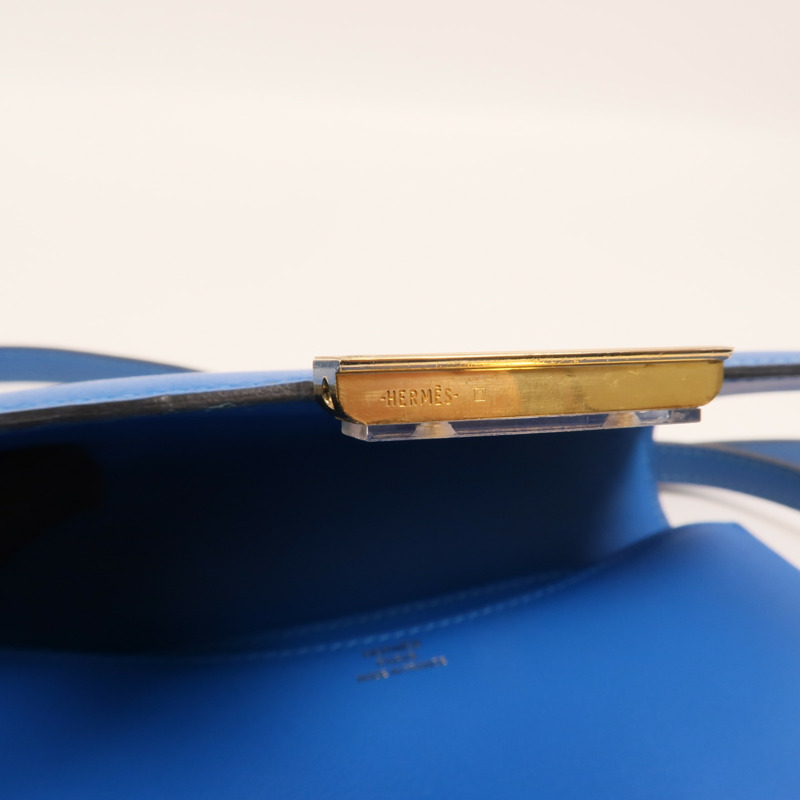 HERMES Swift皮革Constance Mini金扣肩背袋Bleu Izmir-13