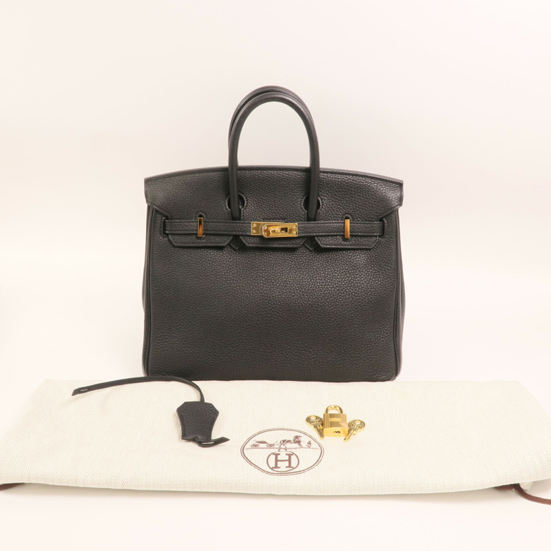 HERMES Togo皮革Birkin 25金扣手挽袋Noir-9