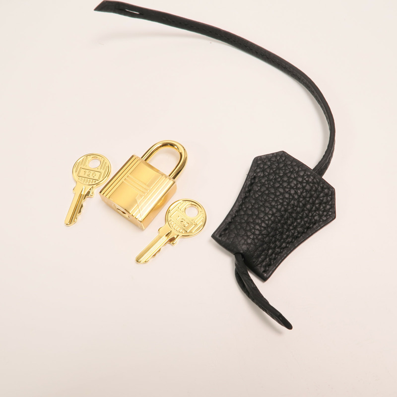 HERMES Togo皮革Birkin 25金扣手挽袋Noir-10