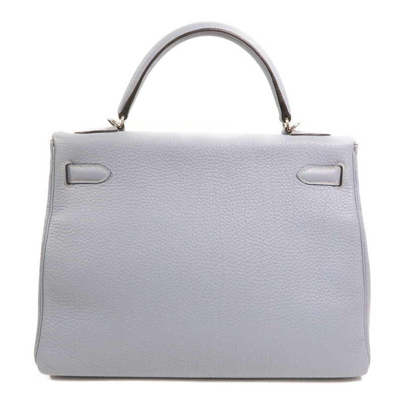 HERMES Togo皮革Kelly 32銀扣手挽肩背兩用袋Bleu Lin-1