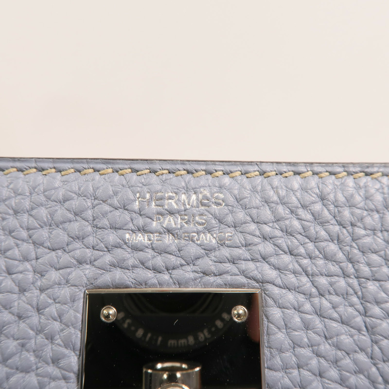 HERMES Togo皮革Kelly 32銀扣手挽肩背兩用袋Bleu Lin-5