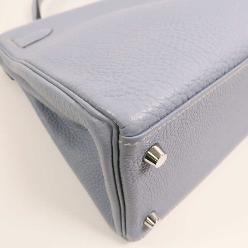 HERMES Togo皮革Kelly 32銀扣手挽肩背兩用袋Bleu Lin-12