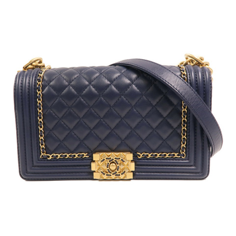 CHANEL 牛皮皮革Boy 25金扣肩背袋