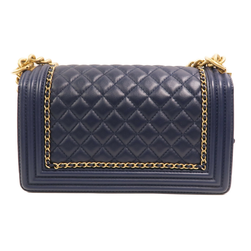 CHANEL 牛皮皮革Boy 25金扣肩背袋-1