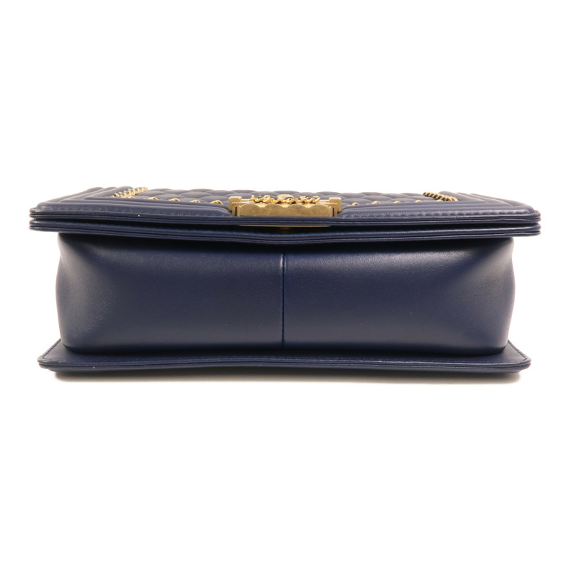 CHANEL 牛皮皮革Boy 25金扣肩背袋-3