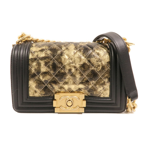 CHANEL 牛皮皮革Boy 20金扣鏈帶肩背袋