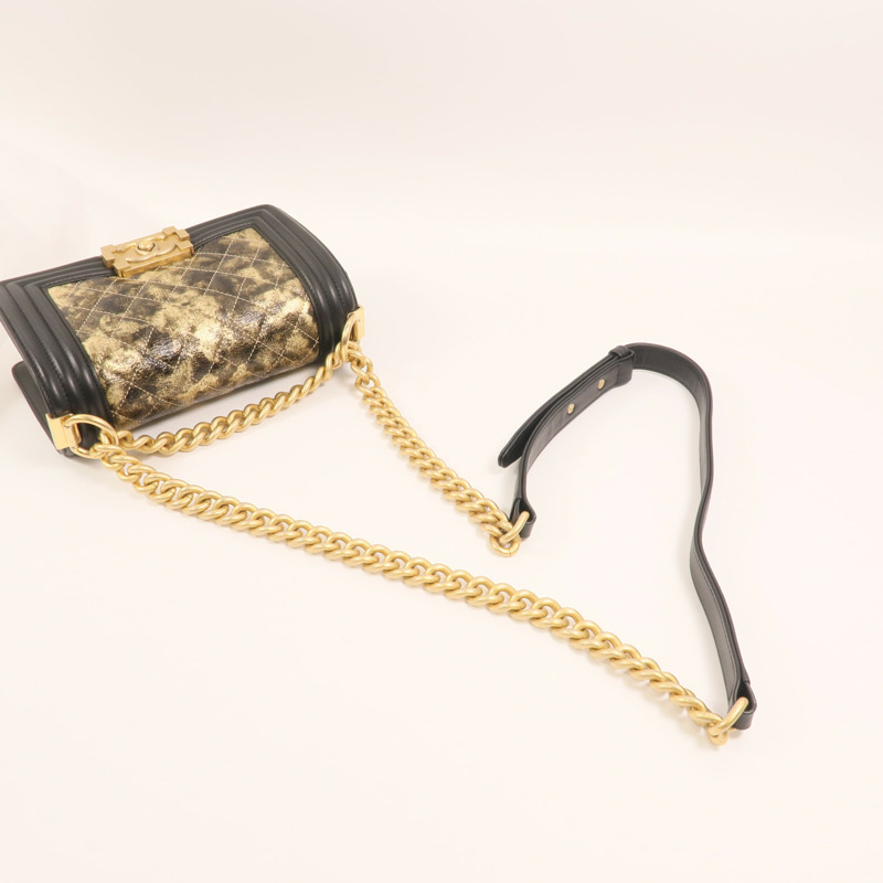 CHANEL 牛皮皮革Boy 20金扣鏈帶肩背袋-7