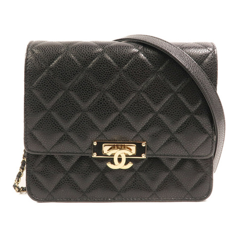 CHANEL 牛皮皮革Chain Shoulder金扣鏈帶肩背袋