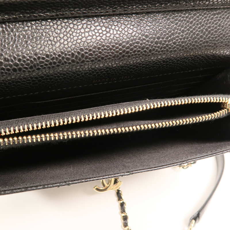 CHANEL 牛皮皮革Chain Shoulder金扣鏈帶肩背袋-4