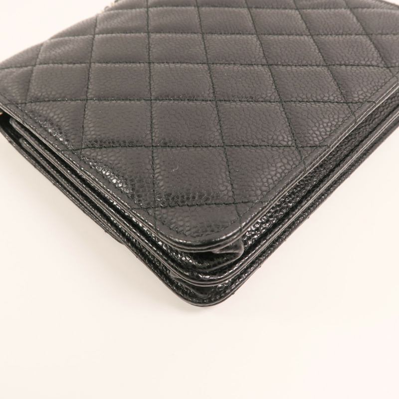 CHANEL 牛皮皮革Chain Shoulder金扣鏈帶肩背袋-14