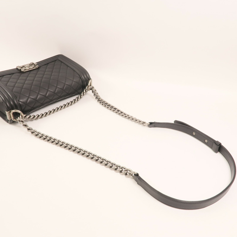 CHANEL 牛皮皮革Boy 25鏈帶肩背袋-7