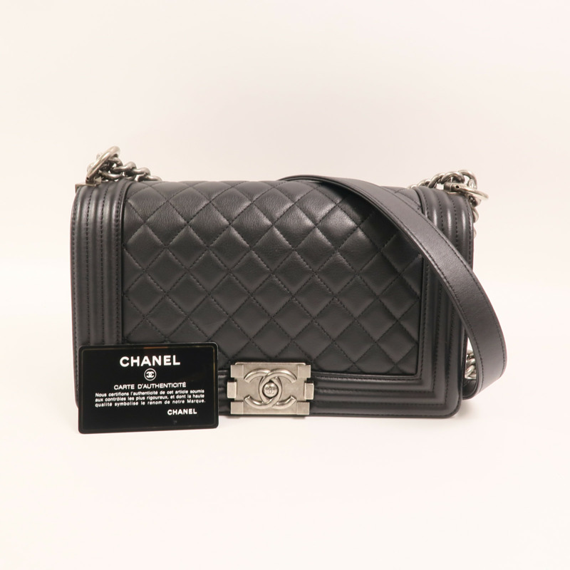 CHANEL 牛皮皮革Boy 25鏈帶肩背袋-9