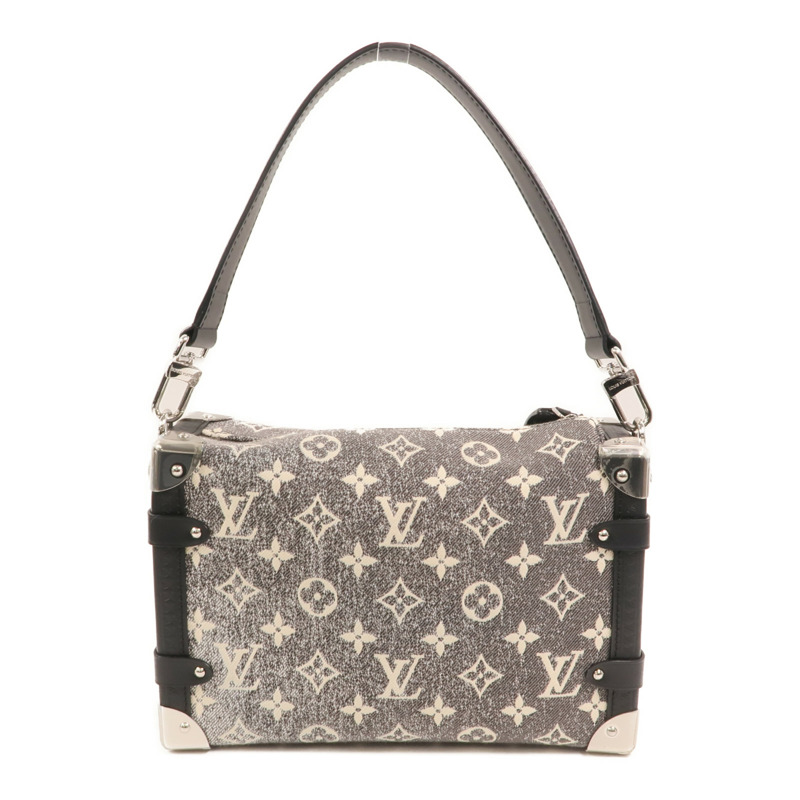 LOUIS VUITTON Jacquard Denim Side Trunk銀扣手挽肩背兩用袋-1