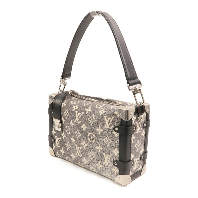 LOUIS VUITTON Jacquard Denim Side Trunk銀扣手挽肩背兩用袋-2