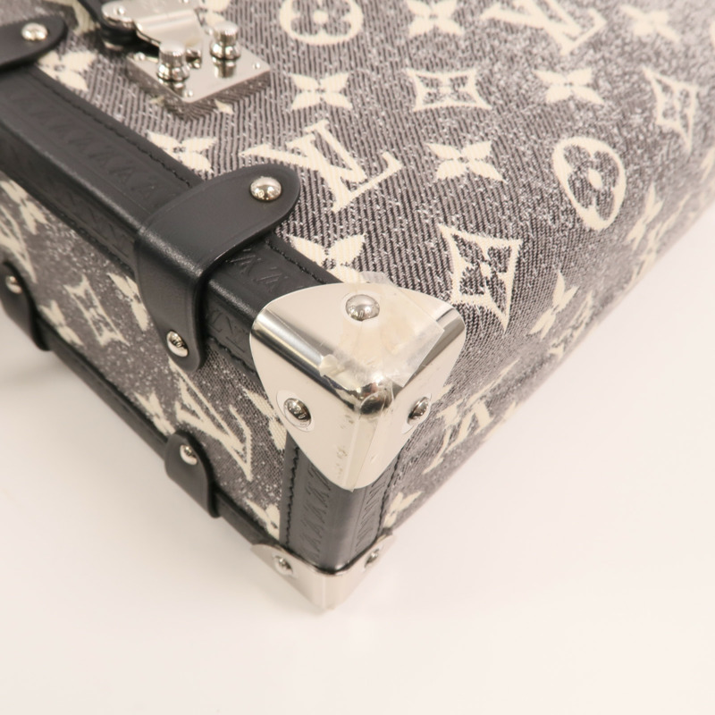 LOUIS VUITTON Jacquard Denim Side Trunk銀扣手挽肩背兩用袋-8