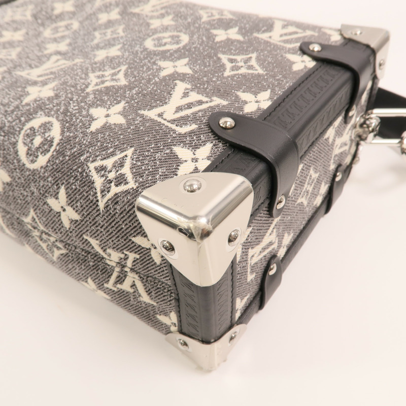 LOUIS VUITTON Jacquard Denim Side Trunk銀扣手挽肩背兩用袋-9