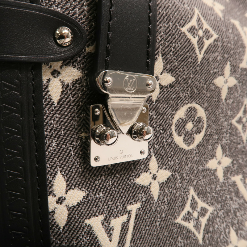 LOUIS VUITTON Jacquard Denim Side Trunk銀扣手挽肩背兩用袋-11