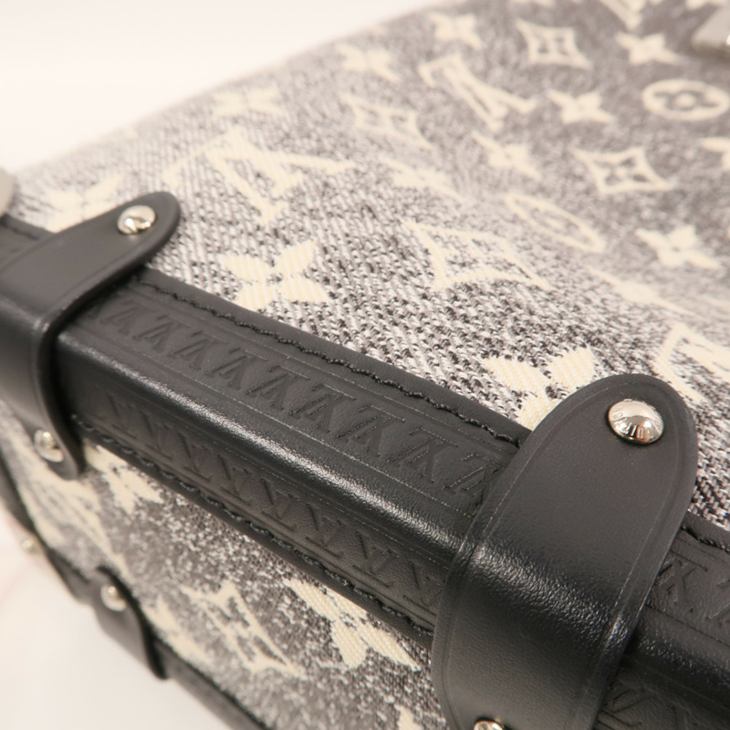 LOUIS VUITTON Jacquard Denim Side Trunk銀扣手挽肩背兩用袋-14