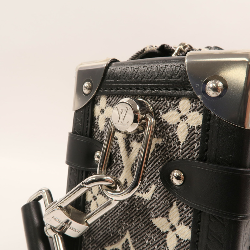 LOUIS VUITTON Jacquard Denim Side Trunk銀扣手挽肩背兩用袋-15