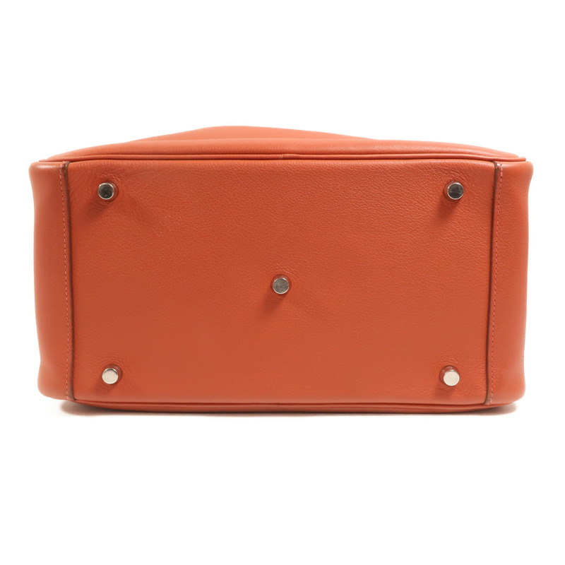 HERMES Evercolor皮革Lindy 30銀扣手挽肩背兩用袋Brique-3