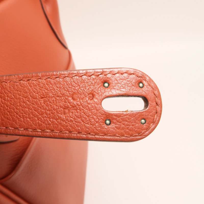 HERMES Evercolor皮革Lindy 30銀扣手挽肩背兩用袋Brique-6