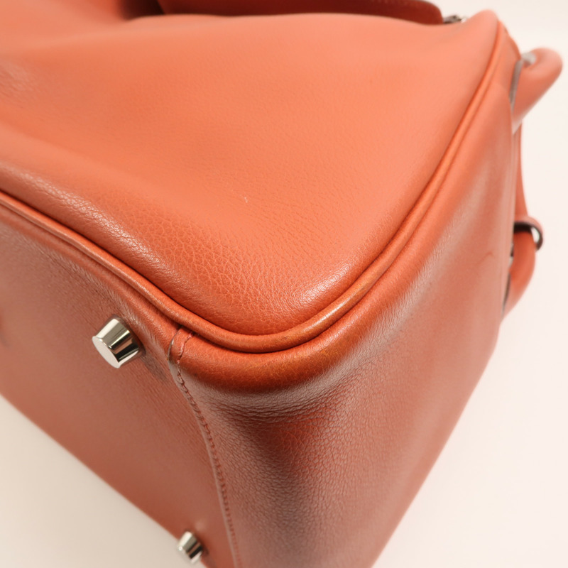 HERMES Evercolor皮革Lindy 30銀扣手挽肩背兩用袋Brique-9