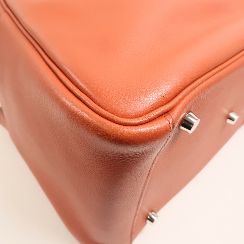 HERMES Evercolor皮革Lindy 30銀扣手挽肩背兩用袋Brique-10