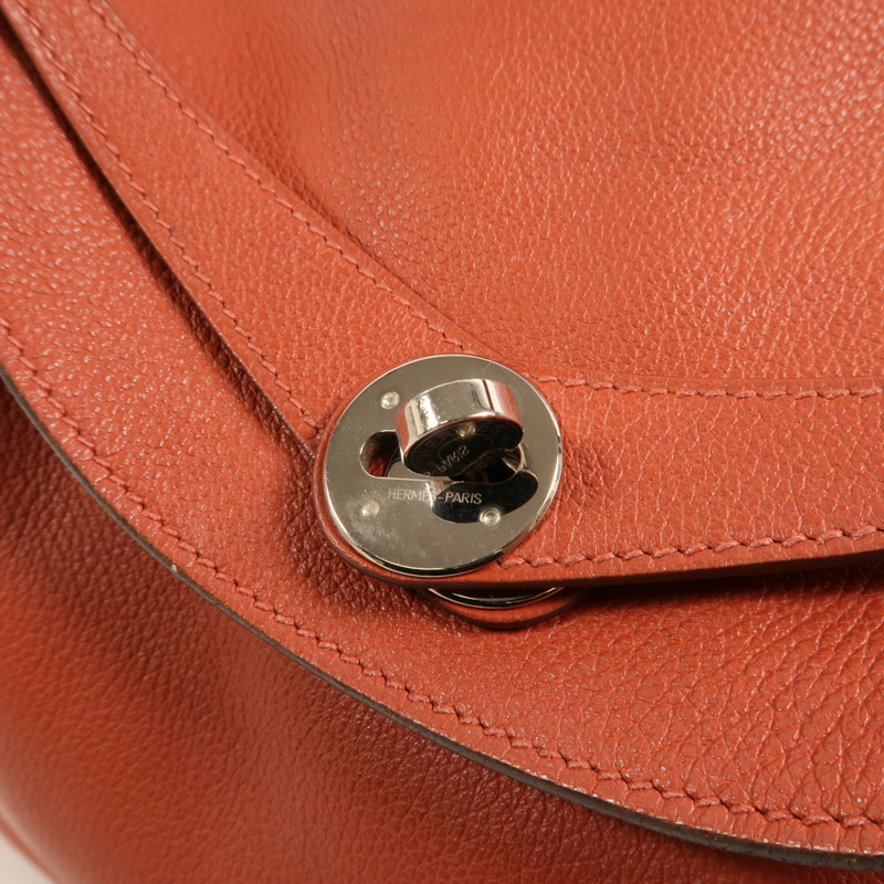 HERMES Evercolor皮革Lindy 30銀扣手挽肩背兩用袋Brique-13