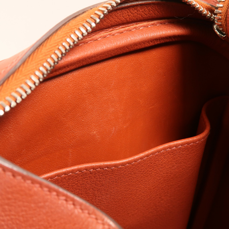 HERMES Evercolor皮革Lindy 30銀扣手挽肩背兩用袋Brique-14