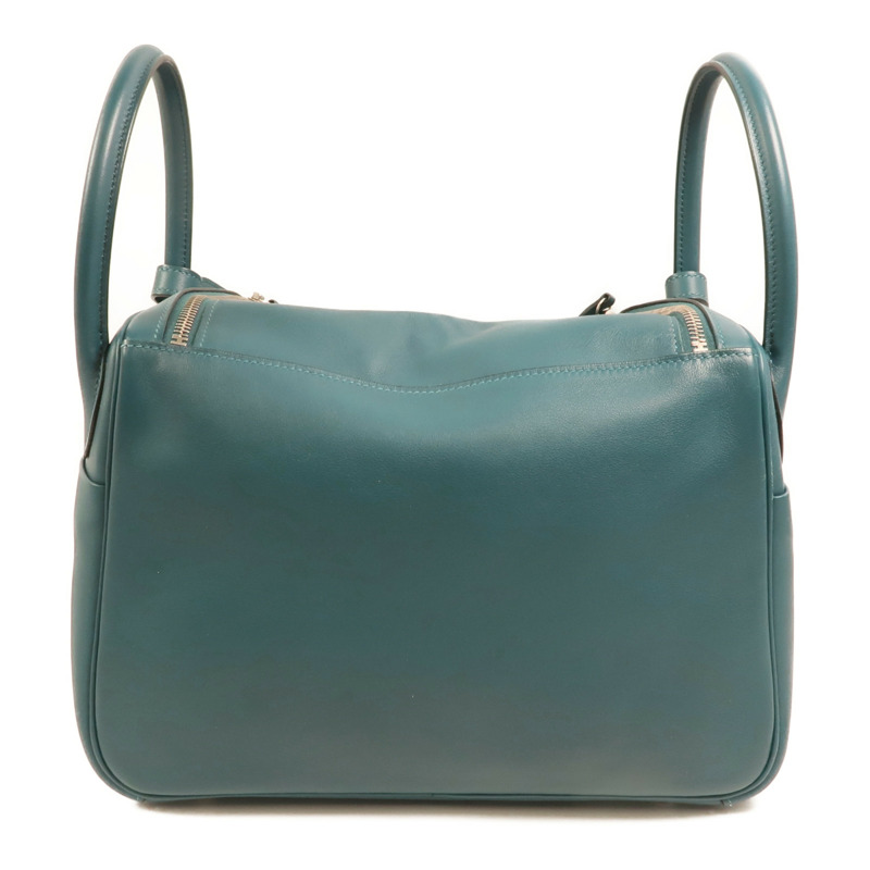 HERMES Swift皮革Lindy 30銀扣手挽肩背兩用袋Bleu De Galice-1