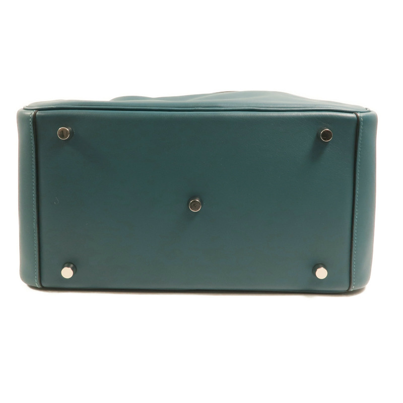 HERMES Swift皮革Lindy 30銀扣手挽肩背兩用袋Bleu De Galice-3