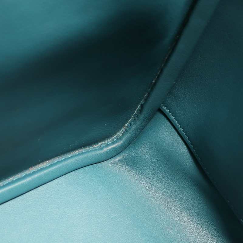 HERMES Swift皮革Lindy 30銀扣手挽肩背兩用袋Bleu De Galice-14