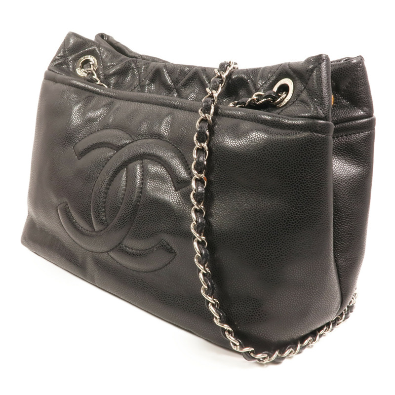 CHANEL 牛皮皮革Chain Shoulder Bag銀扣鏈帶肩背袋-2