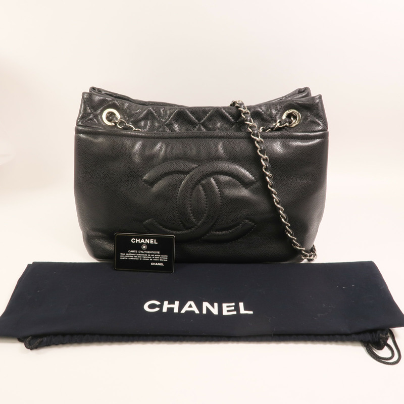 CHANEL 牛皮皮革Chain Shoulder Bag銀扣鏈帶肩背袋-9