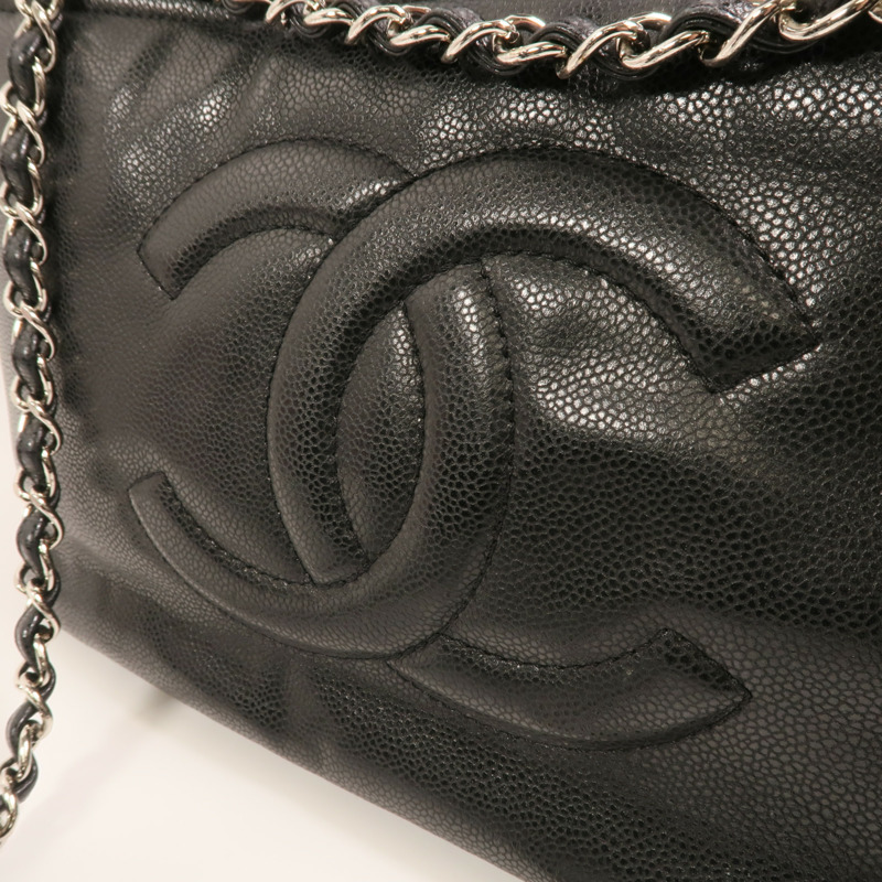 CHANEL 牛皮皮革Chain Shoulder Bag銀扣鏈帶肩背袋-14