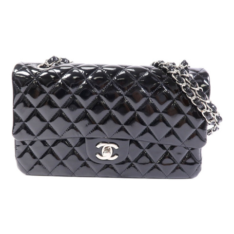 CHANEL 漆皮皮革Classic 25銀扣鏈帶肩背袋