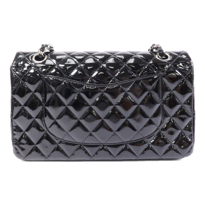 CHANEL 漆皮皮革Classic 25銀扣鏈帶肩背袋-1
