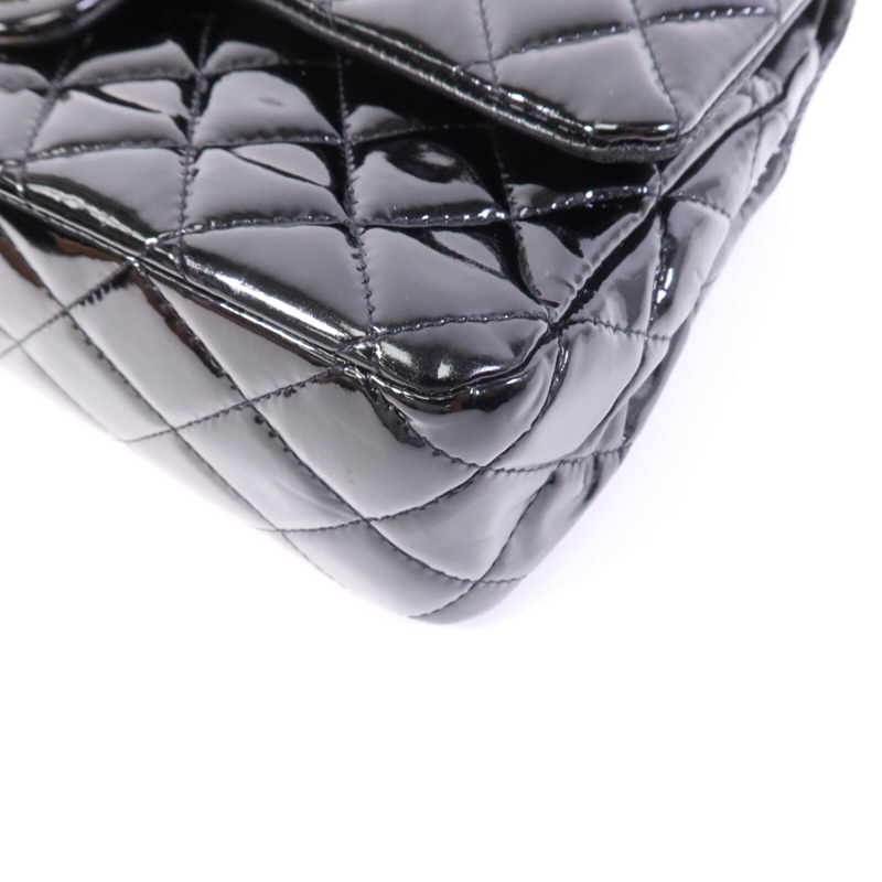 CHANEL 漆皮皮革Classic 25銀扣鏈帶肩背袋-10