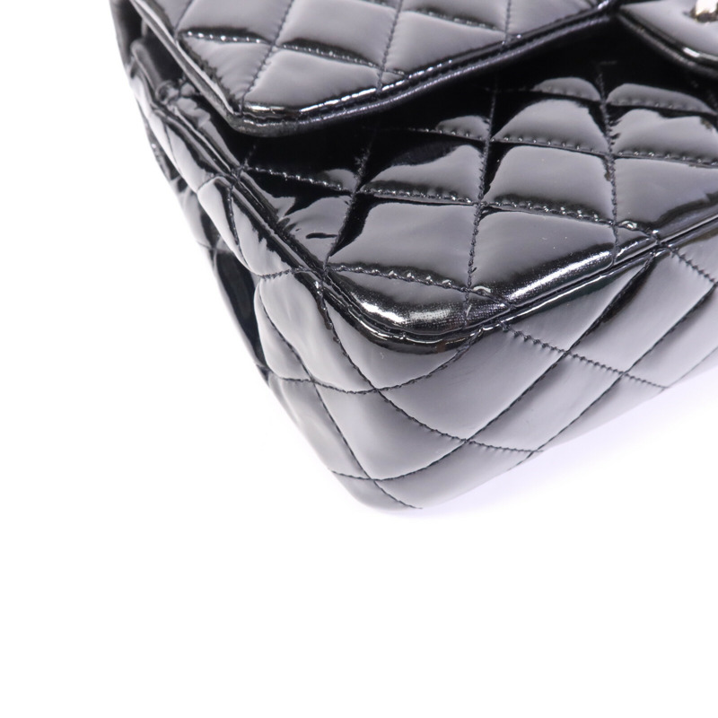 CHANEL 漆皮皮革Classic 25銀扣鏈帶肩背袋-11