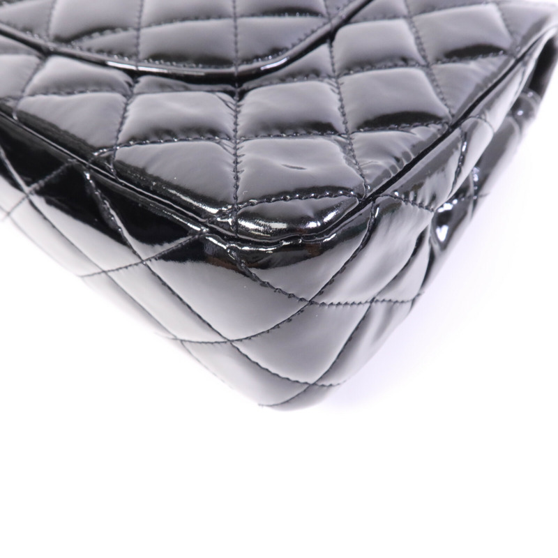 CHANEL 漆皮皮革Classic 25銀扣鏈帶肩背袋-12