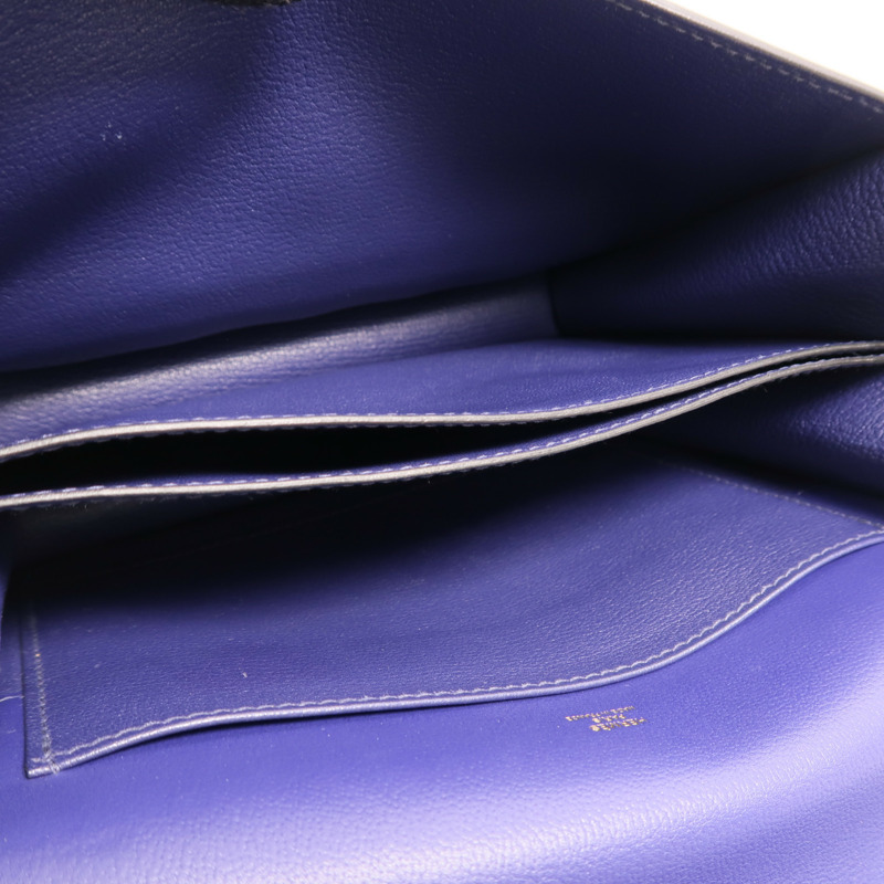 HERMES Evercolor皮革Roulis 23金扣肩背袋Bleu Electrique-4