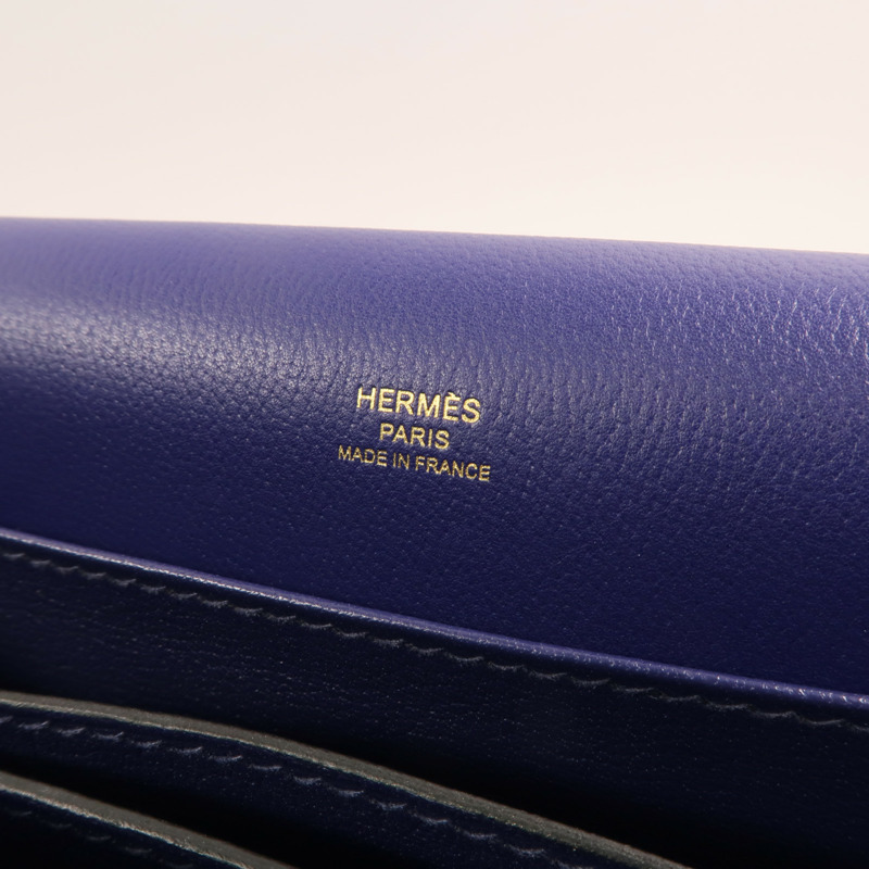 HERMES Evercolor皮革Roulis 23金扣肩背袋Bleu Electrique-5