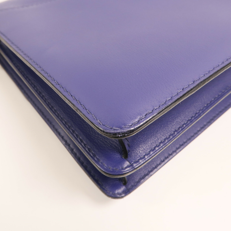 HERMES Evercolor皮革Roulis 23金扣肩背袋Bleu Electrique-11